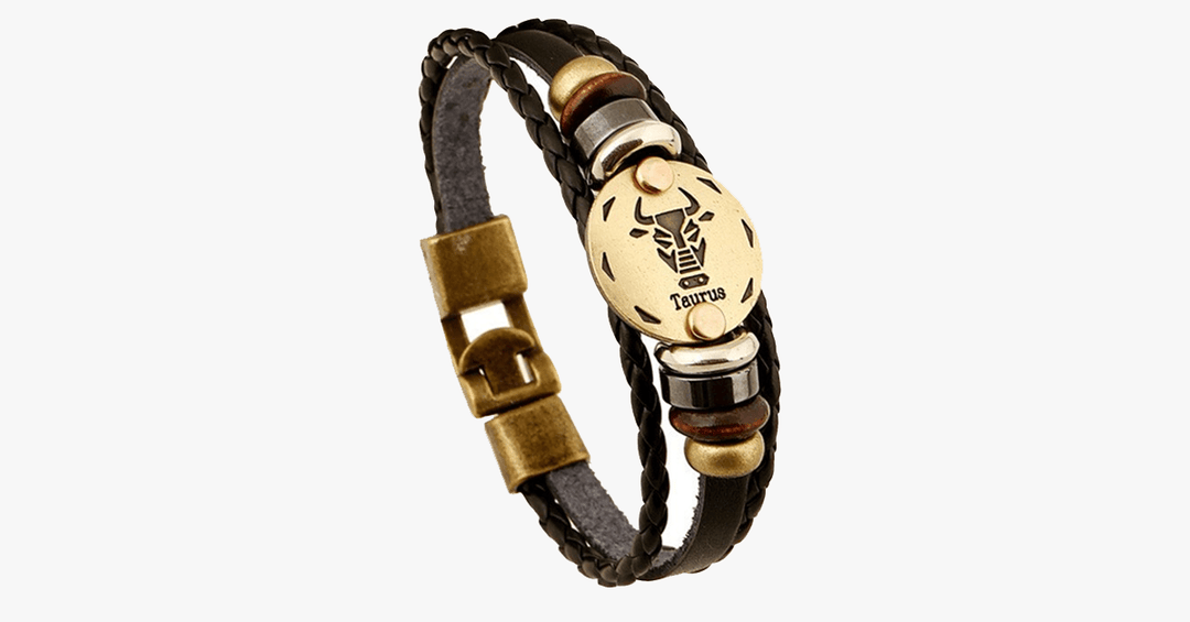 Skanto | Zodiac Armbånd - Gallstone Lær Armbånd - Tilgjengelig for alle stjernetegn