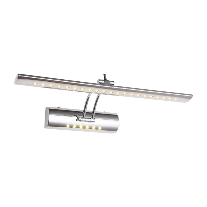 Lineær vegglampe med nikkelfinish, moderne stil, 16"/21,5" bred, LED metallisk sminkebelysning i hvitt/varmt lys