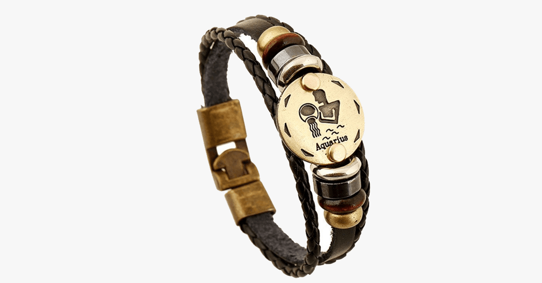 Skanto | Zodiac Armbånd - Gallstone Lær Armbånd - Tilgjengelig for alle stjernetegn