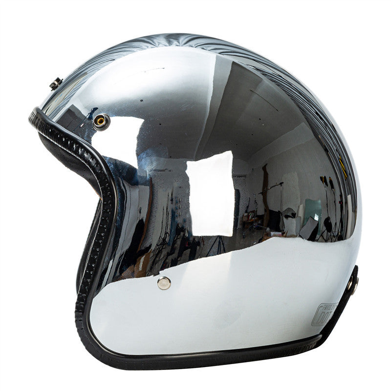 Retro Chrome Motorsykkelhjelm Skanto