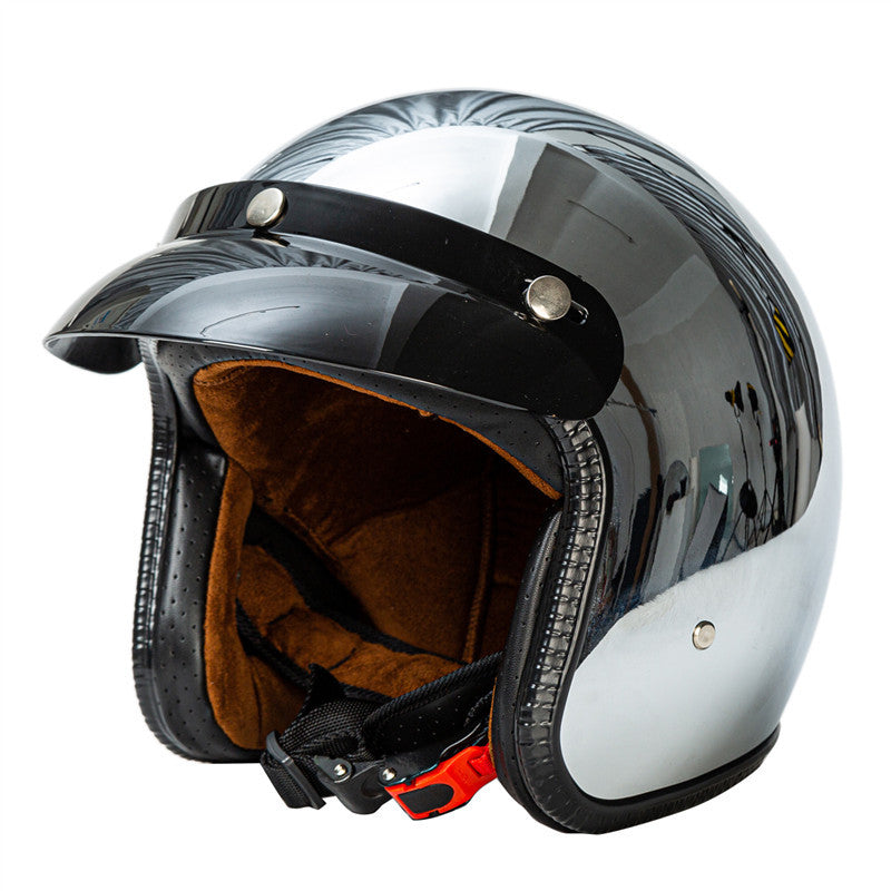 Retro Chrome Motorsykkelhjelm Skanto