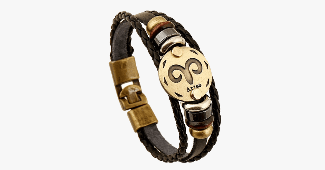 Skanto | Zodiac Armbånd - Gallstone Lær Armbånd - Tilgjengelig for alle stjernetegn