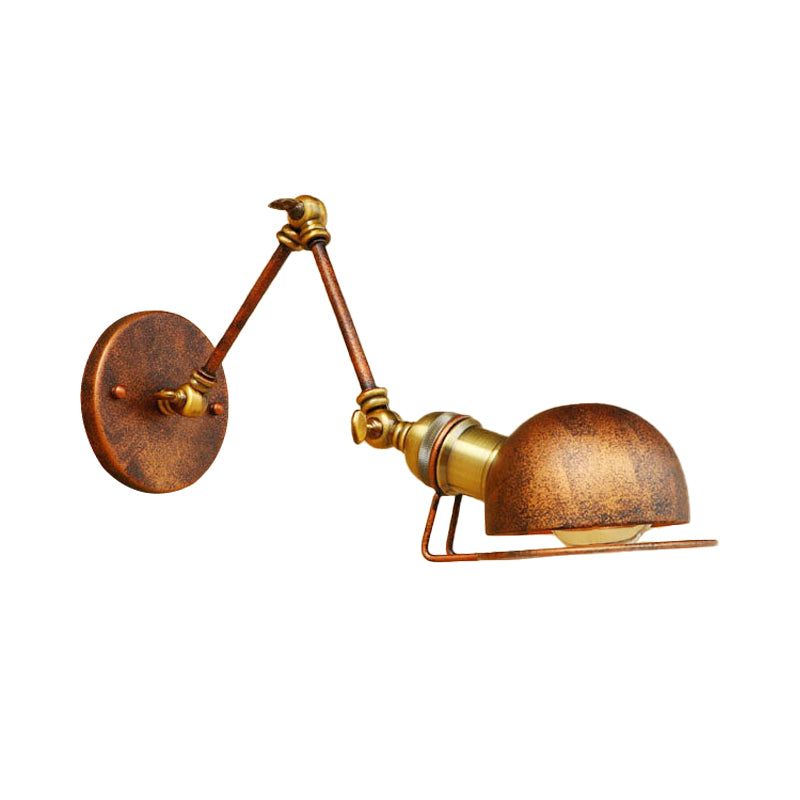 Vintage industriell bollevegglampe, 1 lys, jernvegglampe med svingarm i svart/metall