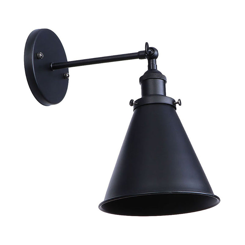 Skanto | Svart/Rost 1 Hodedekorlampe Landlig Stil Smijern Konisk Justerbar Vegglampe for Utendørs
