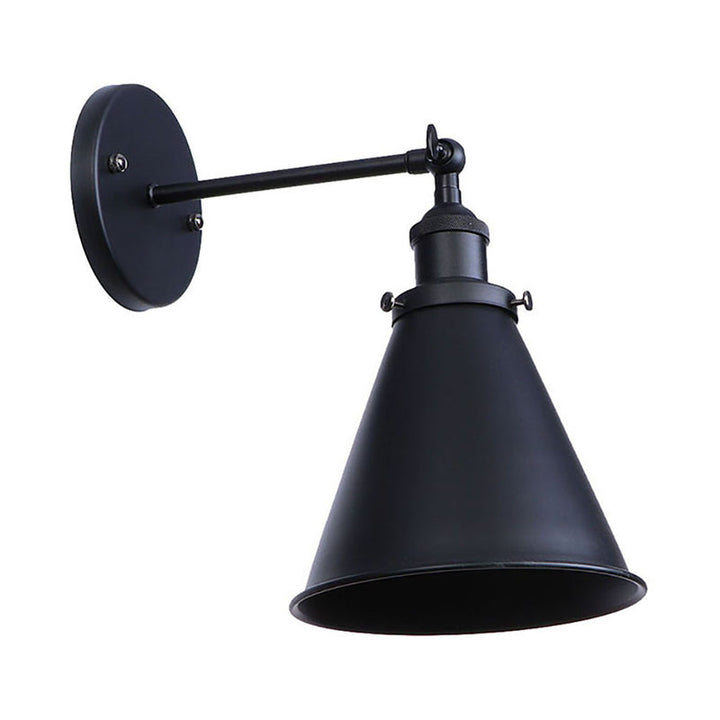 Skanto | Svart/Rost 1 Hodedekorlampe Landlig Stil Smijern Konisk Justerbar Vegglampe for Utendørs