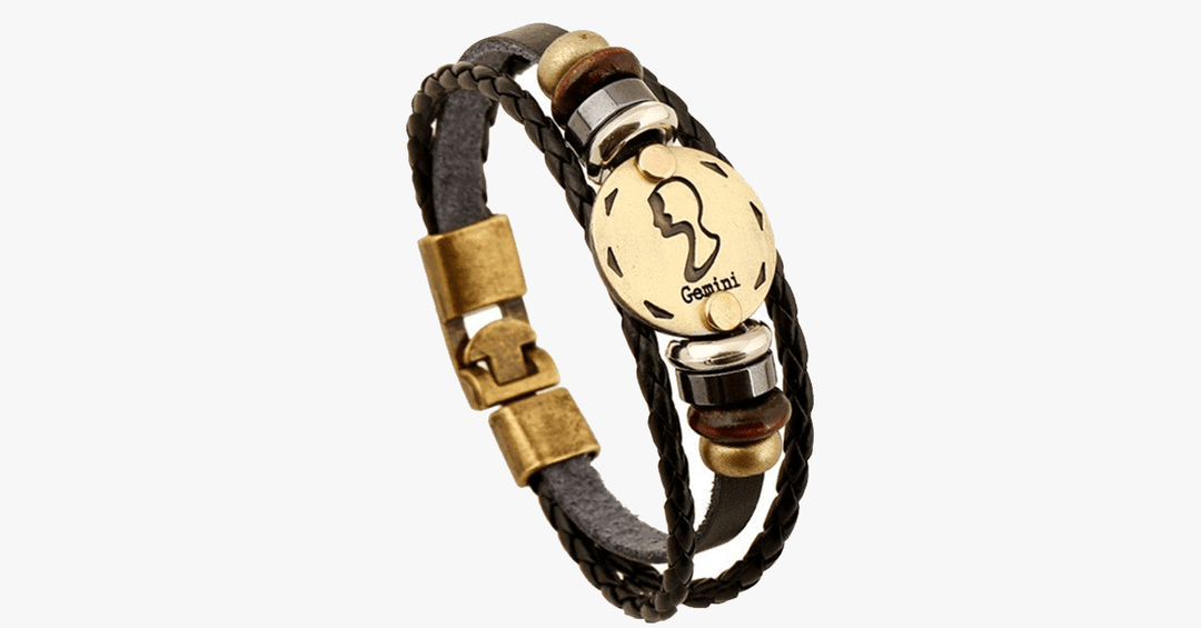Skanto | Zodiac Armbånd - Gallstone Lær Armbånd - Tilgjengelig for alle stjernetegn