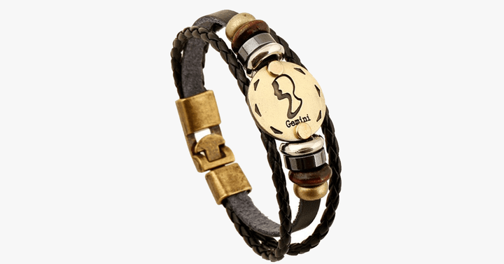 Skanto | Zodiac Armbånd - Gallstone Lær Armbånd - Tilgjengelig for alle stjernetegn