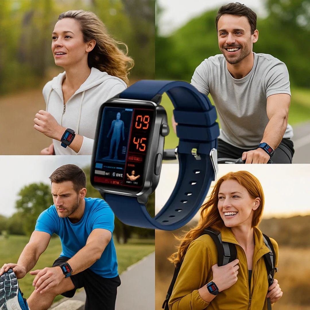 GlucoWell | Ikke-invasiv diabetes-smartklokke – blodsukkermonitor – HD-display – smertefri glukose-sporing for voksne Skanto