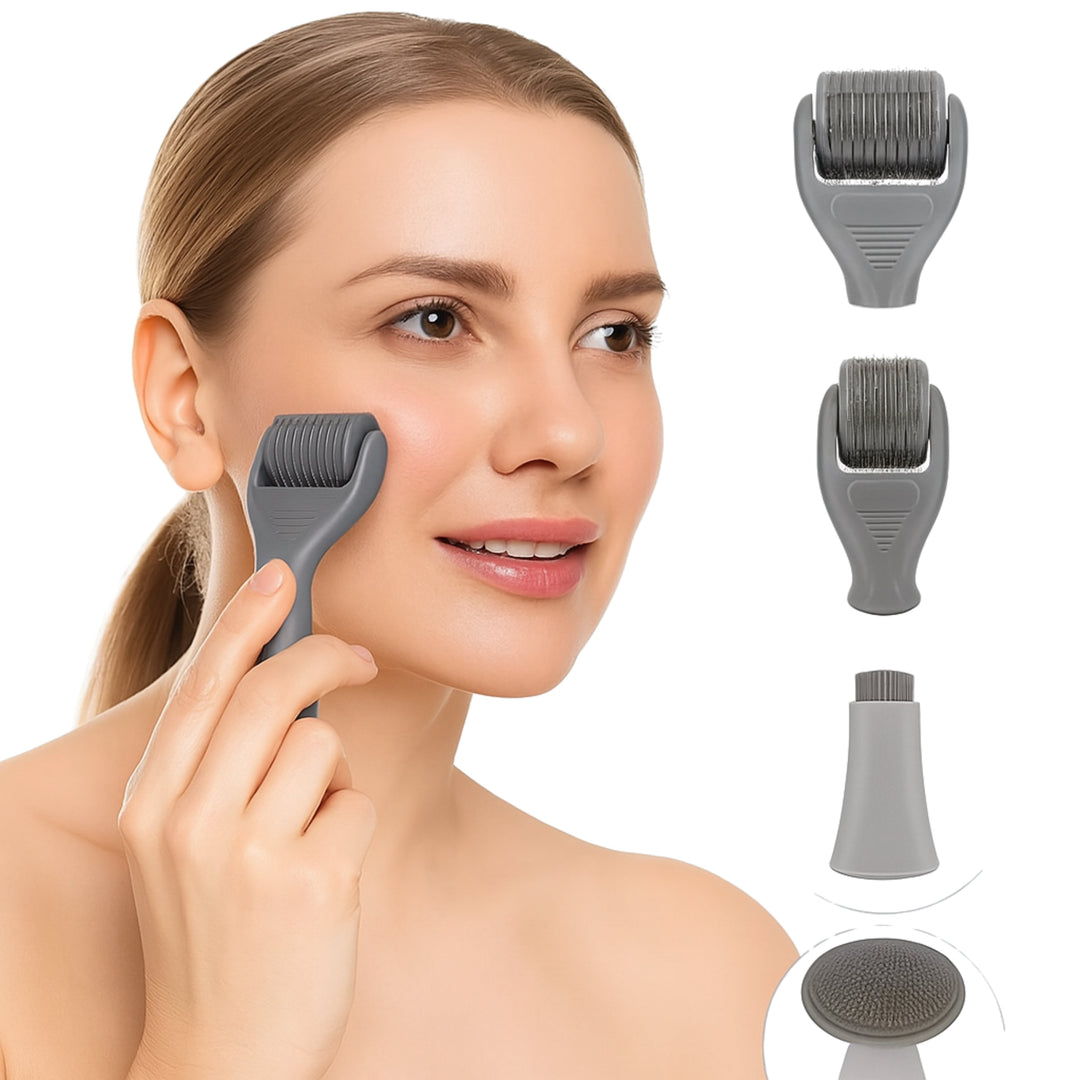 DermaGlow Mikronål Derma Roller Sett – Anti-Aging – Titan Nåler – Hjemmepleie for Kvinner Skanto