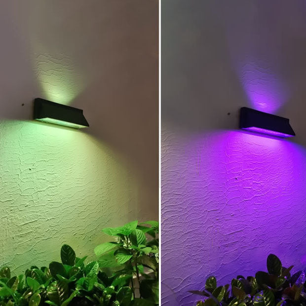 Utendørs solbelyst vanntett rektangulær skrå LED terrassevegglampe | Skanto
