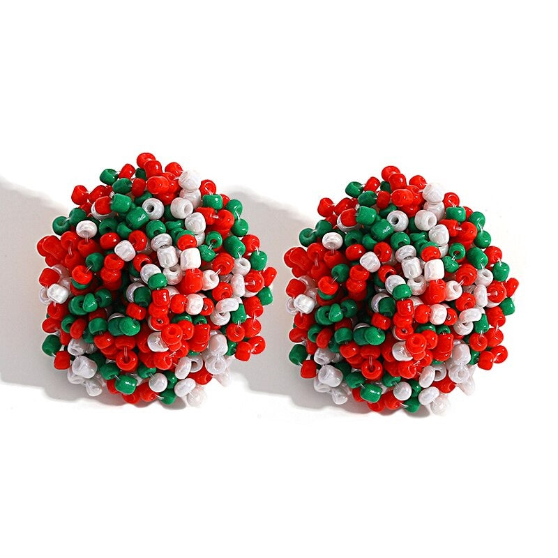 Skanto | Lys og morsom håndlaget multicolor perle pompom stud øredobber