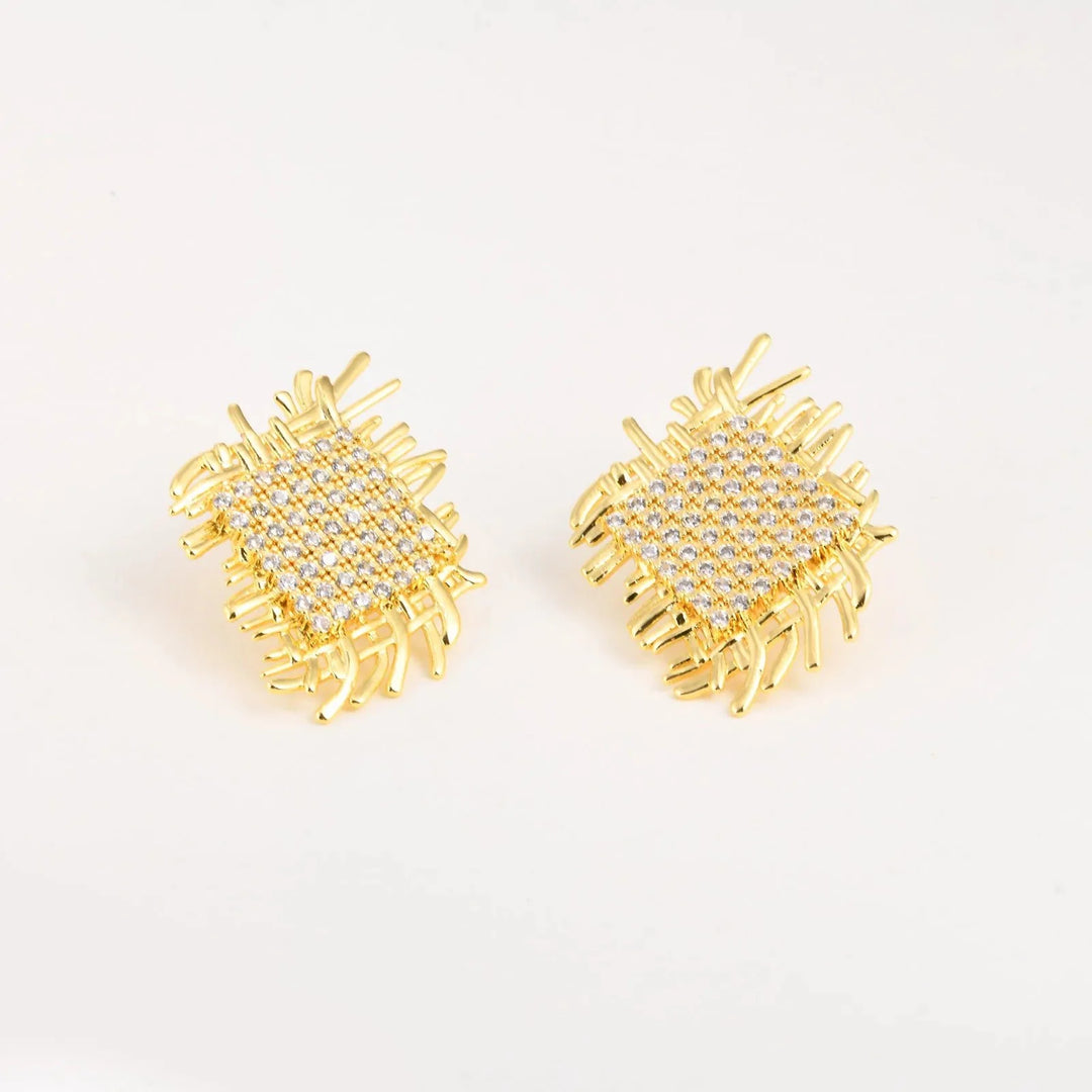 Skanto | 14k Fletta Diamant Firkantede Øredobber