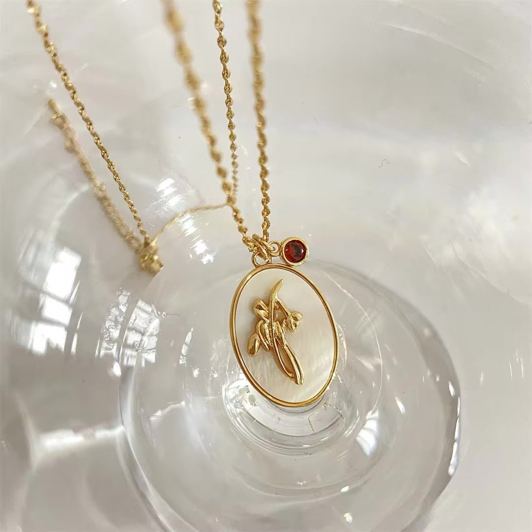 Skanto | 14k Delikat Fødselsmåned Stein & Blomst Charm Halskjede