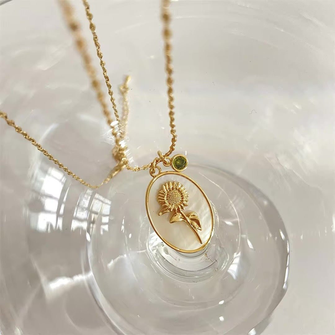 Skanto | 14k Delikat Fødselsmåned Stein & Blomst Charm Halskjede