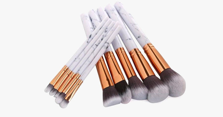 Skanto | Chic Børstesett med Marmorhåndtak - Allsidige Luksuriøst Utseende Børster
