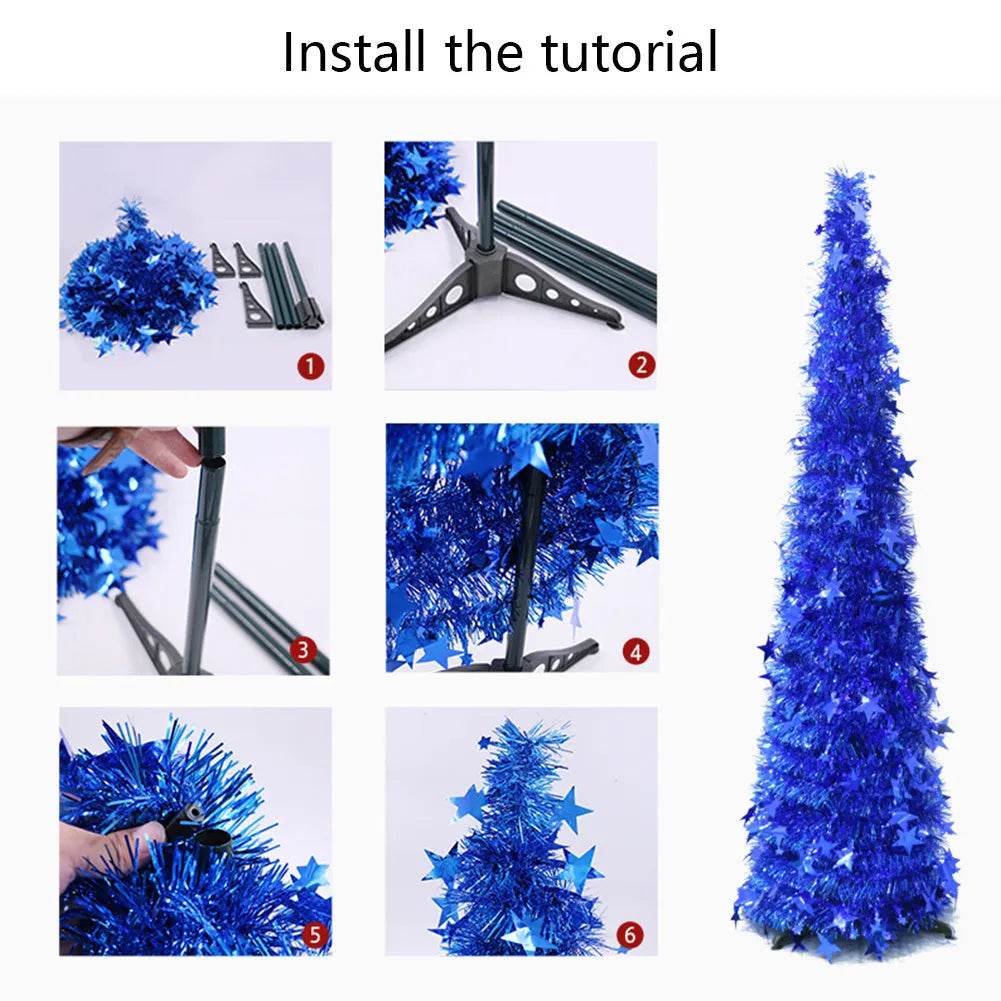 Skanto | Kunstig Glitter Opp Christmas Tree Med Stativ Vakker Sammenleggbare Kunstig Juletre For Juledekorasjoner