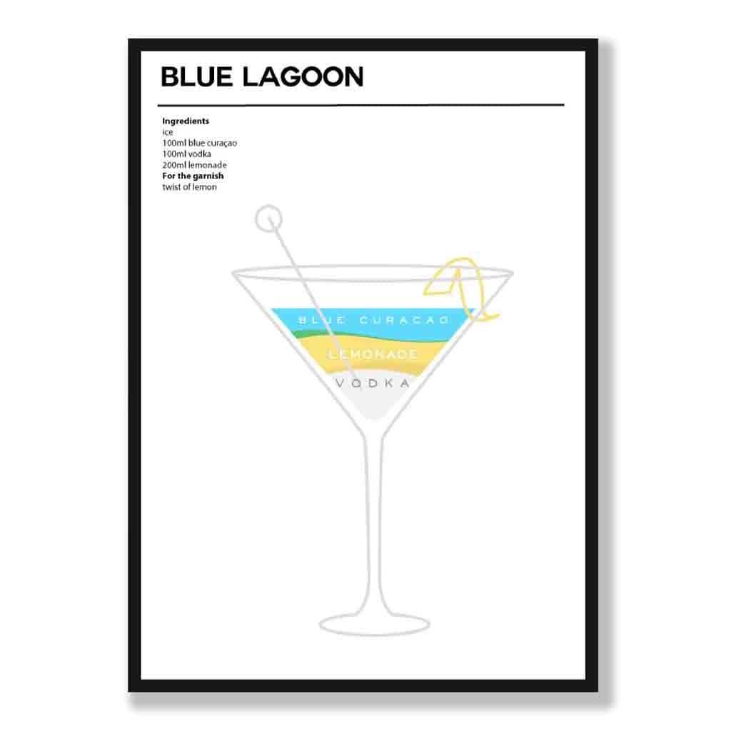 Blå Lagune - Minimalistisk Cocktailplakat