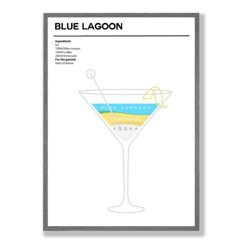 Blå Lagune - Minimalistisk Cocktailplakat