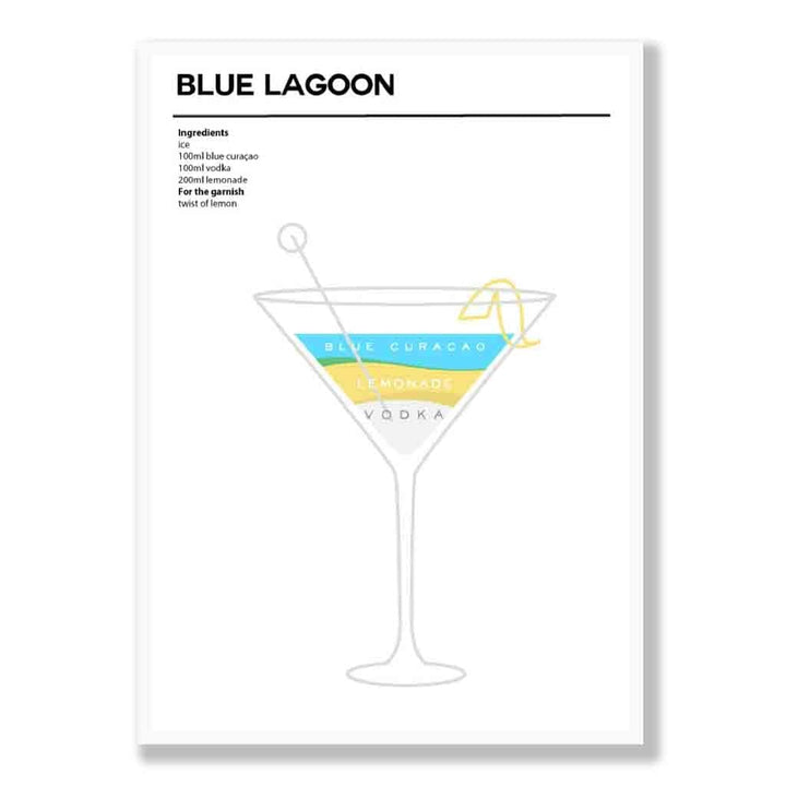 Blå Lagune - Minimalistisk Cocktailplakat