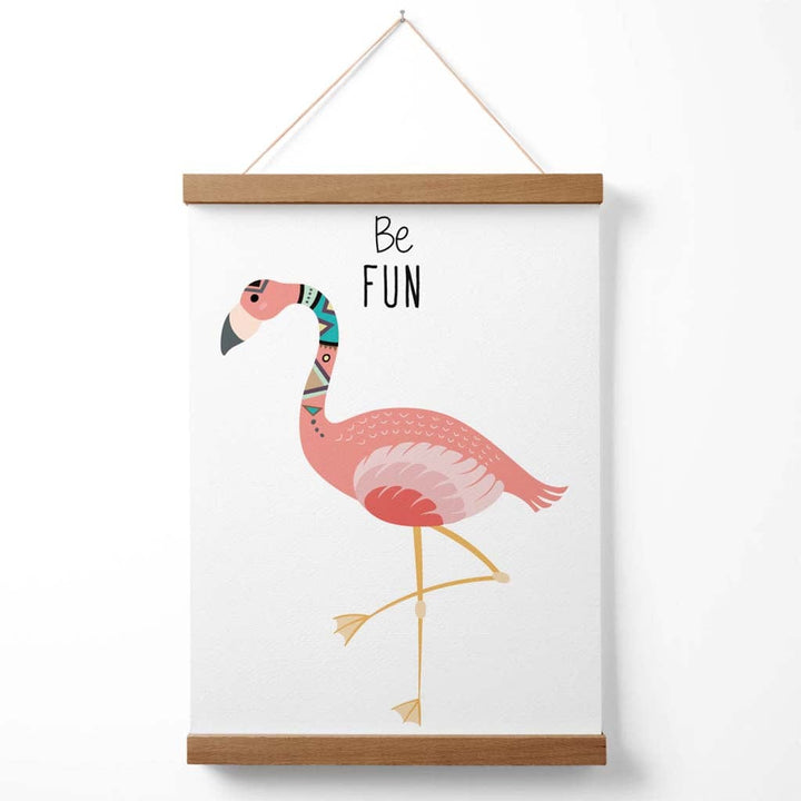 «Vær morsom»-plakat med flamingo-stammesitat og oppheng