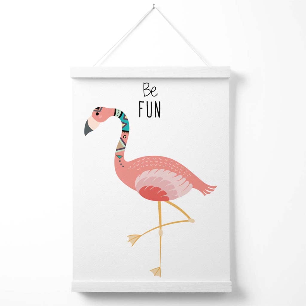 «Vær morsom»-plakat med flamingo-stammesitat og oppheng