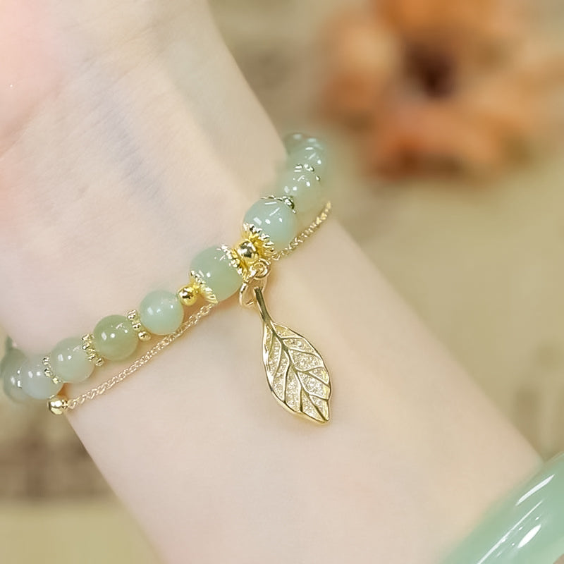 Skanto | Hetian Jade Armbånd med Blad
