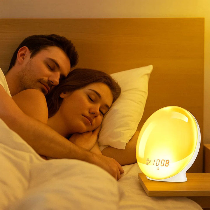 LumiRise | Soloppgang Vekkerklokke – Naturlig Vekke Lys – Ambient Belysning – Ideell for Mørke Morgener Skanto