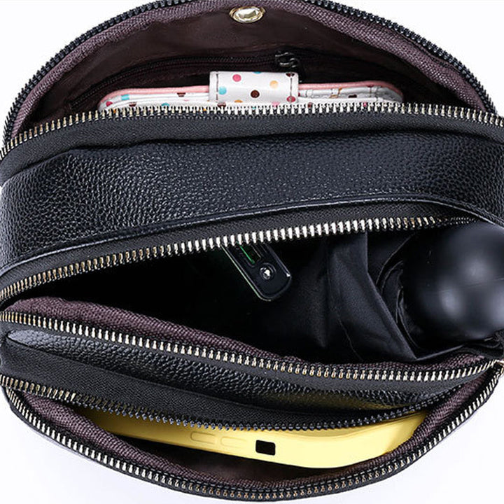 Skanto | Myk Lær Multi-Lomme Skulder Crossbody Bag
