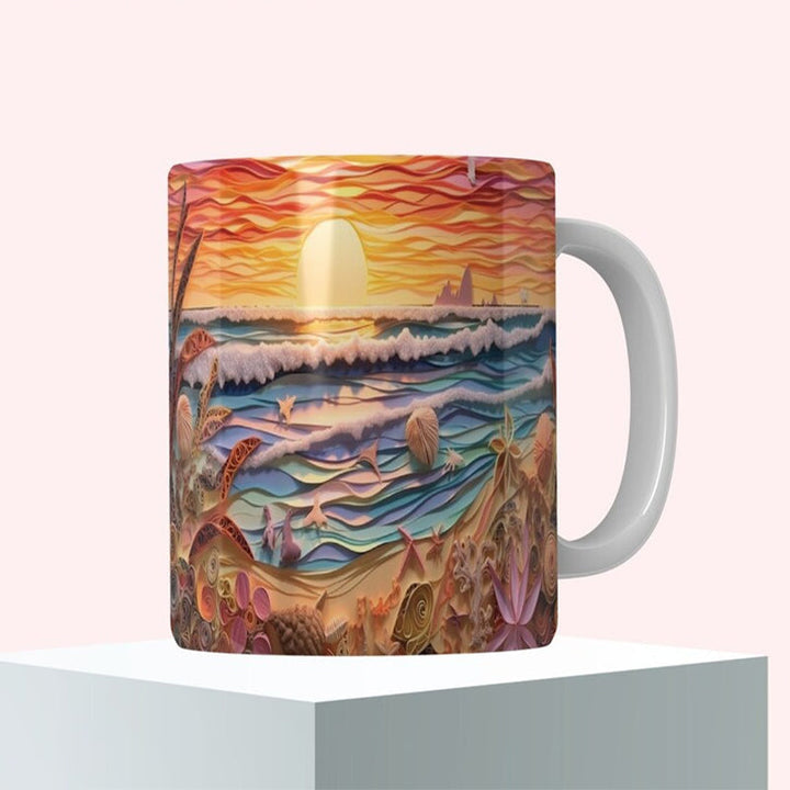 3D Ocean Beach Break Through Theme Kaffeekopp | Skanto