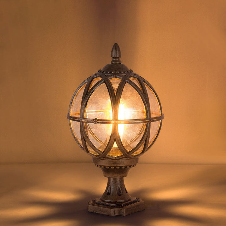 Tradisjonell kolonial globe glass aluminium 1-lys utendørs lys for hage | Skanto