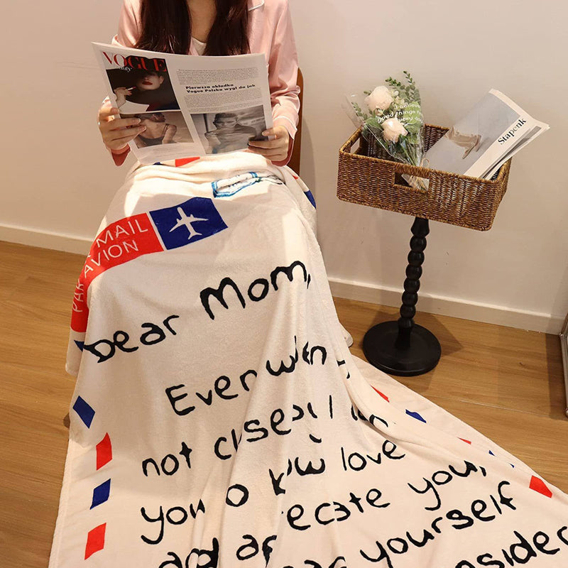 Brevtrykt flanell kasteteppe gave til mamma | Skanto