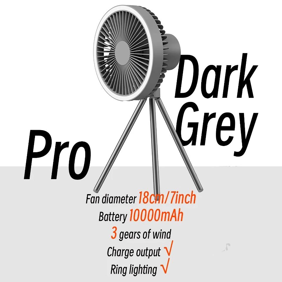 Oppladbar 10 000mAh Campingvifte med LED-belysning og powerbank | Skanto