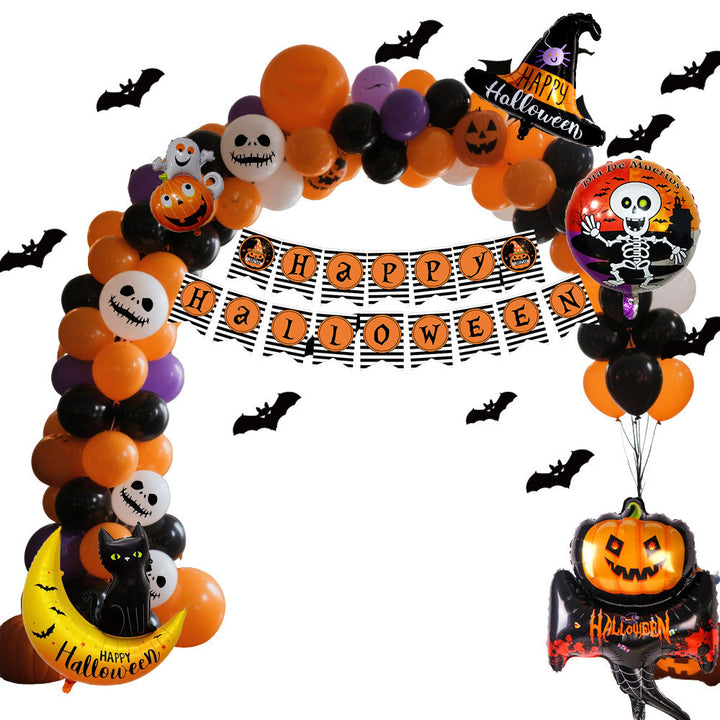 Skanto | Halloween Ballongssett – Svart Oransje Lilla med Gresskartrykk
