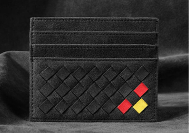 Skanto | Large Capacity Slim Woven Suede Card Holder, for Shopping, Travelling, Jogging or Working
