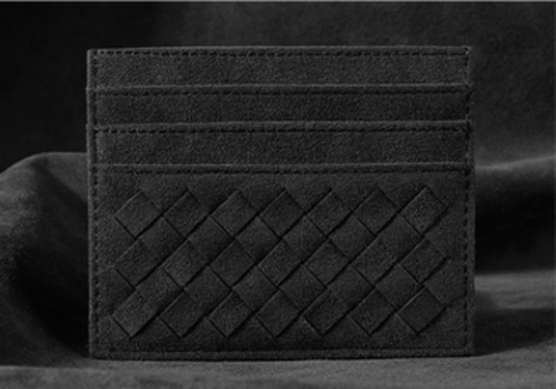 Skanto | Large Capacity Slim Woven Suede Card Holder, for Shopping, Travelling, Jogging or Working