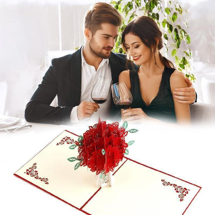 Skanto | Romantisk Rosebukett Pop-Up Kort