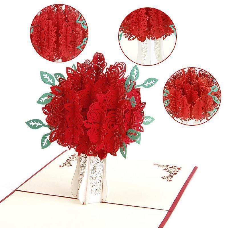 Skanto | Romantisk Rosebukett Pop-Up Kort