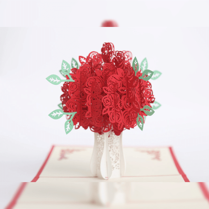 Skanto | Romantisk Rosebukett Pop-Up Kort