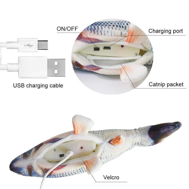 Skanto | Plush Simulering USB Lading Katt Fisk Leke