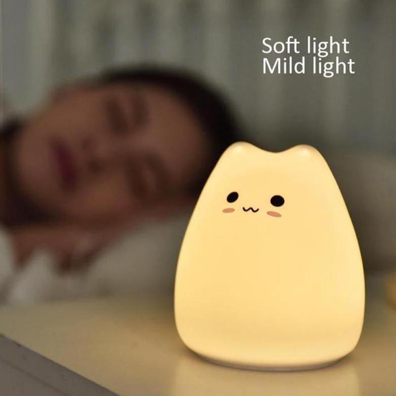 Skanto | Søt Silikon Katt Lampe Berøringskontroll Barn Nattlys