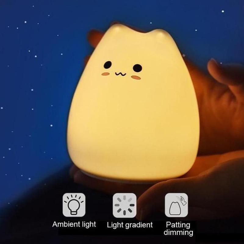 Skanto | Søt Silikon Katt Lampe Berøringskontroll Barn Nattlys