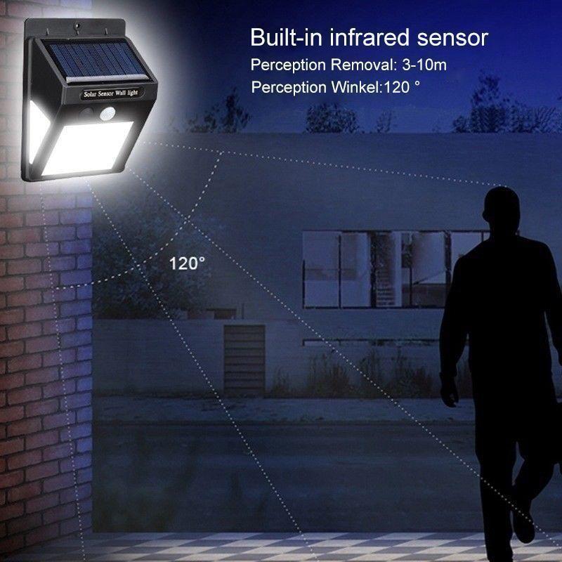 Skanto | 20 LED solcellelamper utendørs, superlys vegglampe med bevegelsessensor