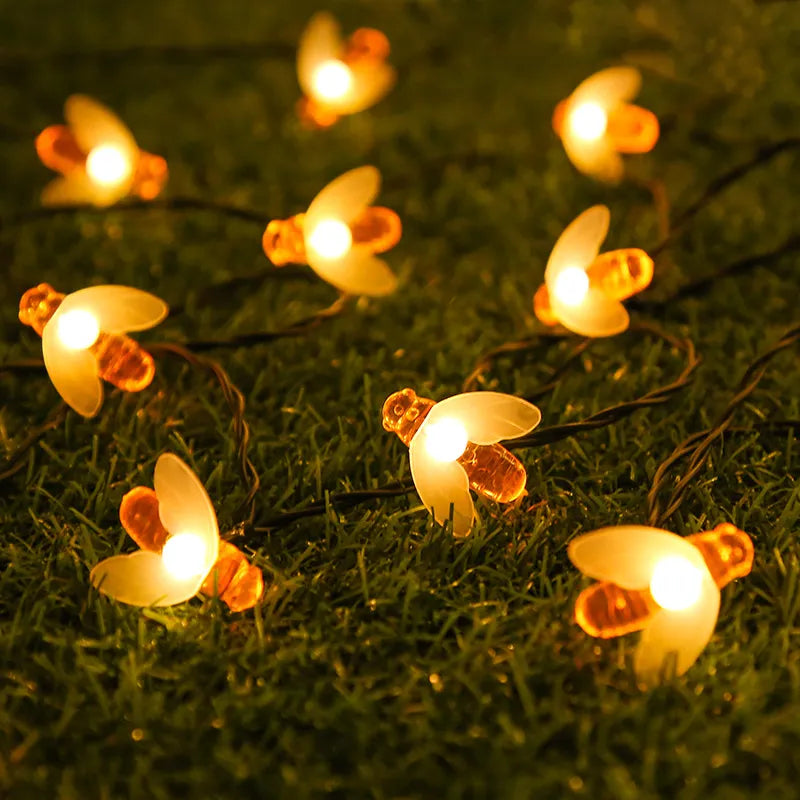 Skanto | Solcelle Lyskæde Bi – LED Dekorative Lys til Have & Terrasse, Utendørs Belysning med Bi Design