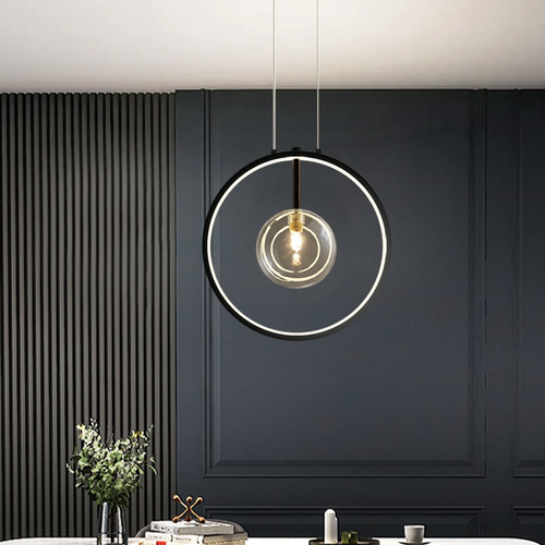 Skanto | LumoGlobe – Minimalistisk svart pendellampe med glass LED-globe