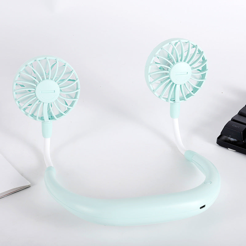 Unisex nan tragbar nakkevifte med doble fleksible vifter og oppladbart batteri Skanto