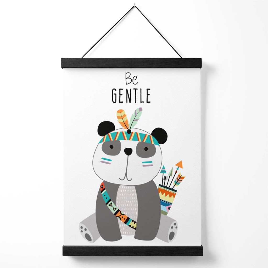 Plakat med panda-sitat «Vær snill» (med oppheng)