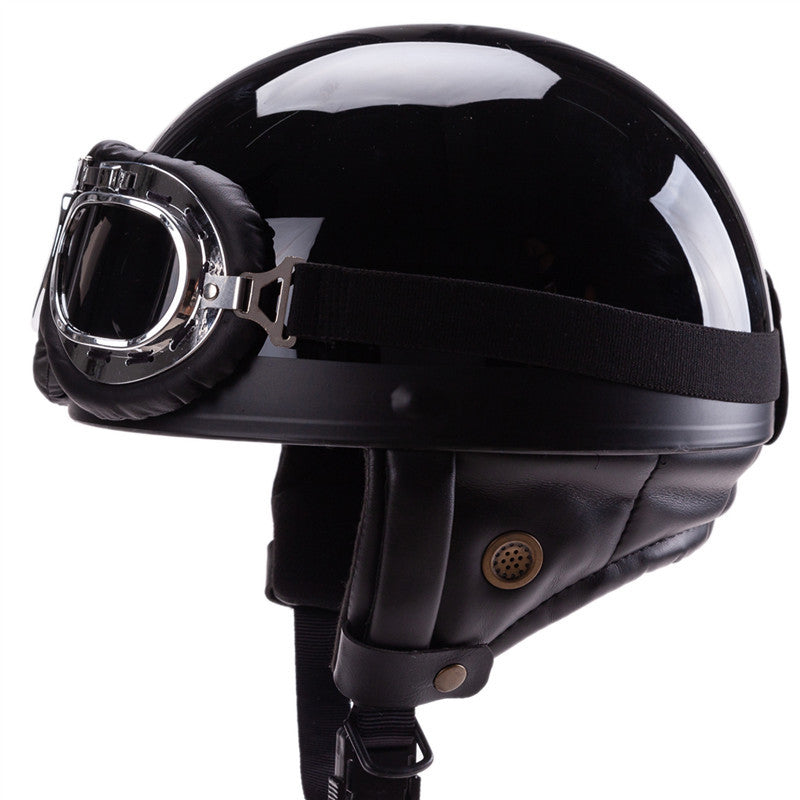 Vintage-Style Åpen-Face Motorsykkelhjelm med Goggles Skanto