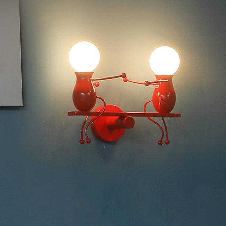 Skanto | Svart/Hvit/Rød Barnslig Veggmontert Lampe Barn 2 Hoder Metall Vegglys med Svingarm