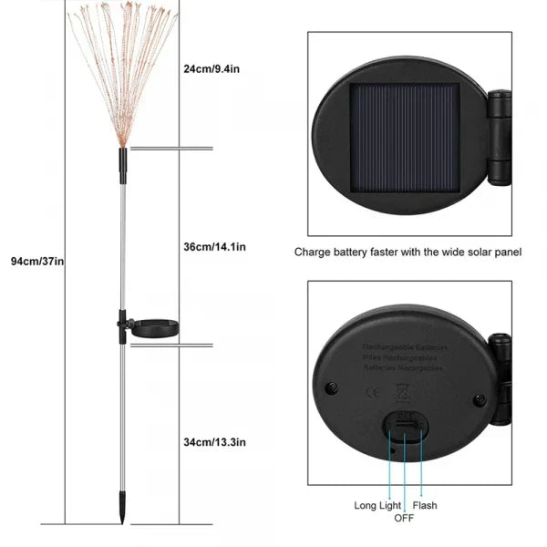 4 Deler Solfyrverkeri Hage Lanterner - Værbestandig LED Dekorativ Belysning, Solenergi for Hage og Patio | Skanto