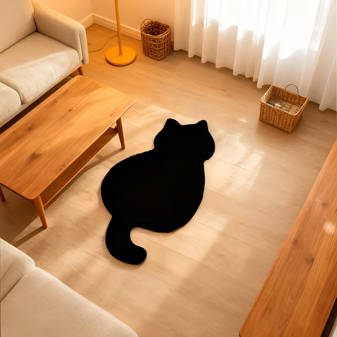 Lite katteformet teppe – mykt og kosete | Perfekt til sofa, hylle eller kommode